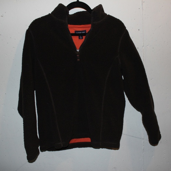 Dark Brown Fleece Lands End Sweatshirt - Picture 1 of 5